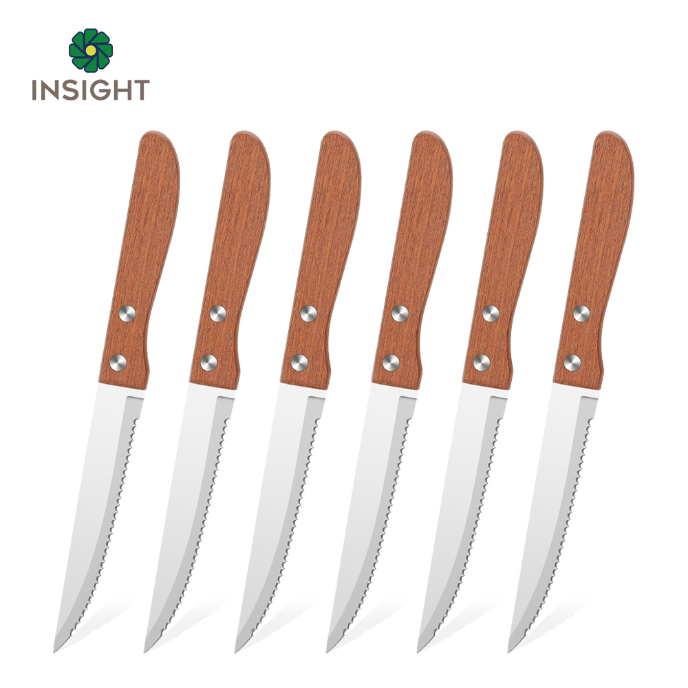 Couteau &agrave; steak dentel&eacute; en acier inoxydable &agrave; haute teneur en carbone
