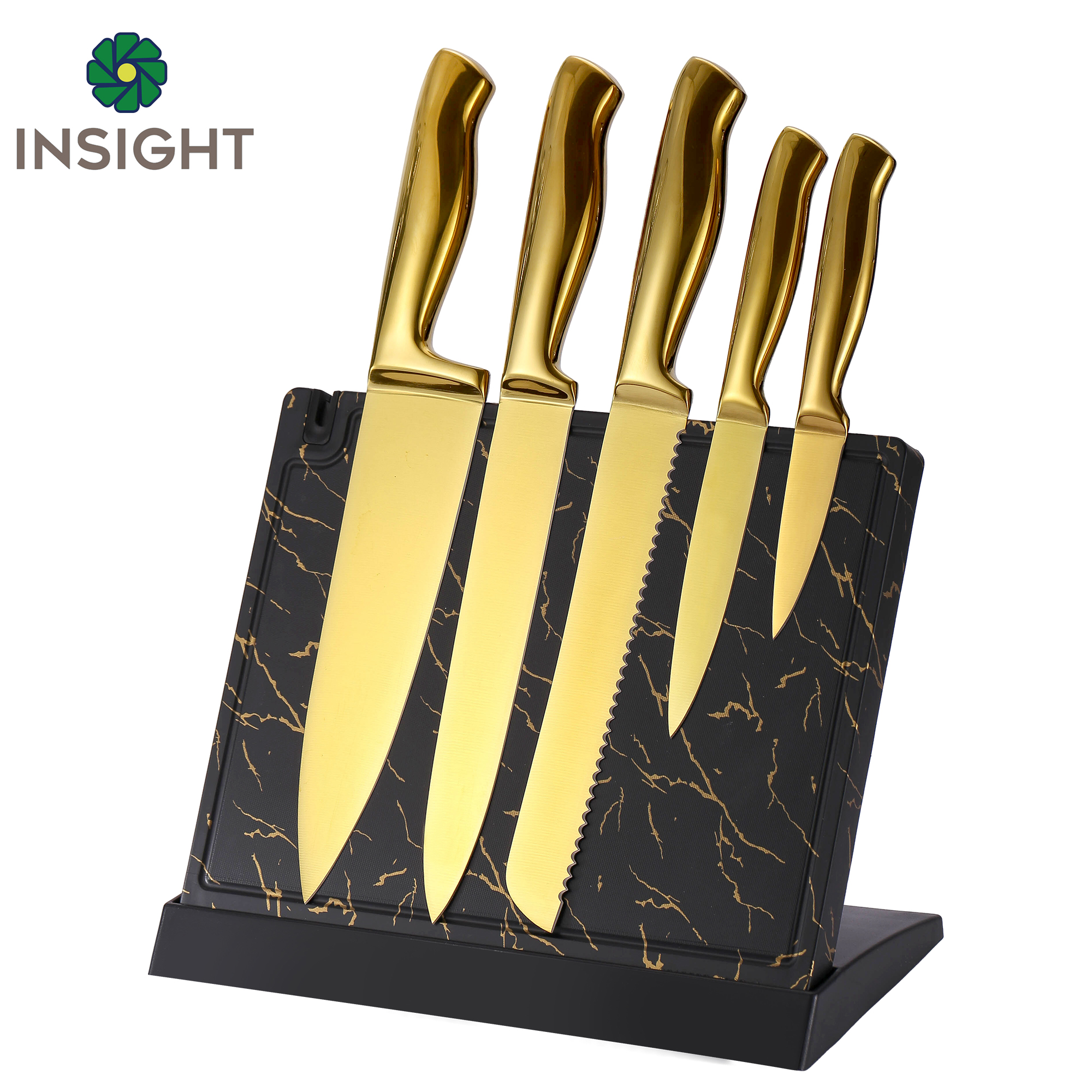 Juegos de cuchillos de acero inoxidable para cocina con bloque
