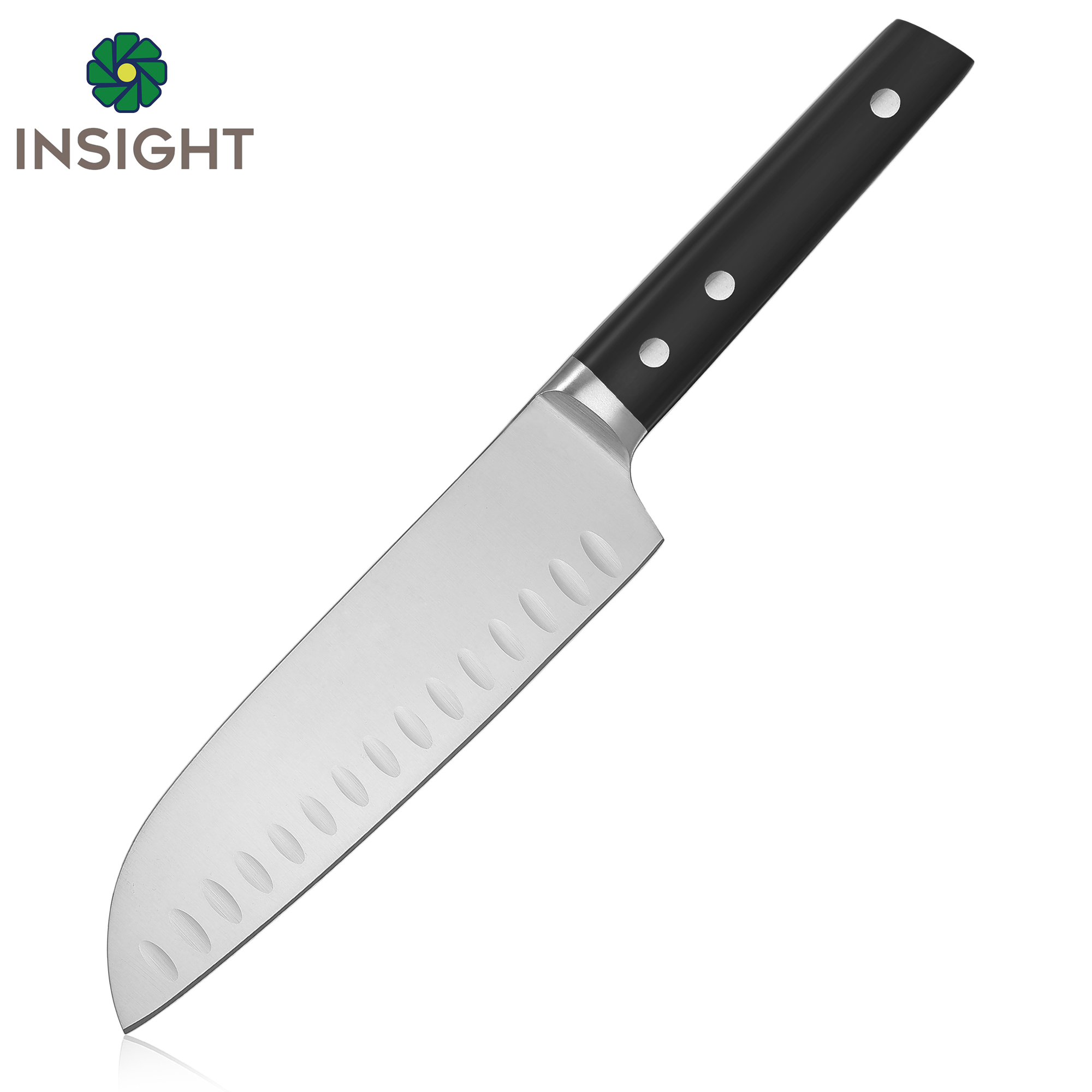 Cuchillo japon&eacute;s Santoku con mango de espiga completa