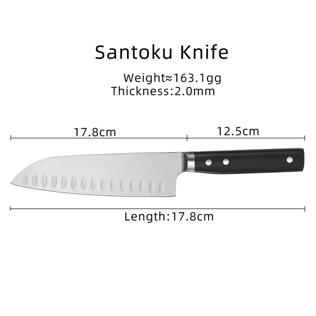 Couteau Santoku de 7 pouces, couteau de chef japonais
