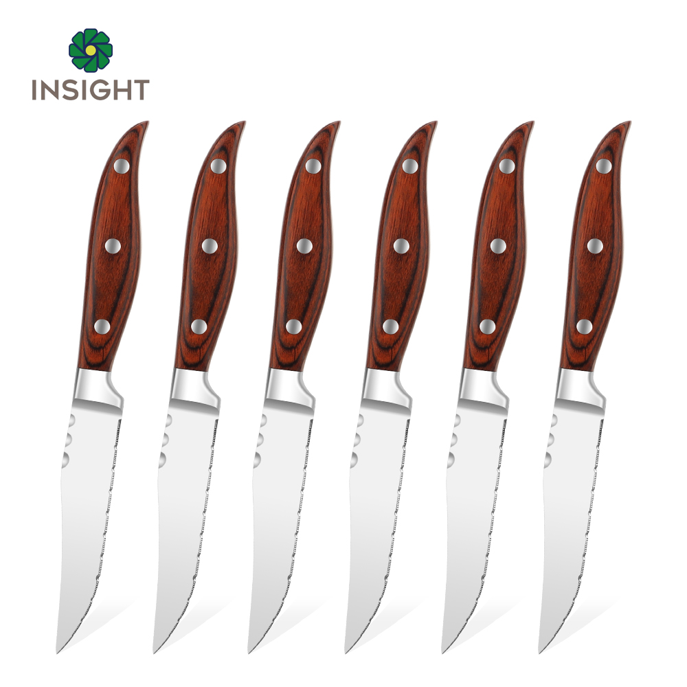 Juego de cuchillos para carne de acero inoxidable rojo