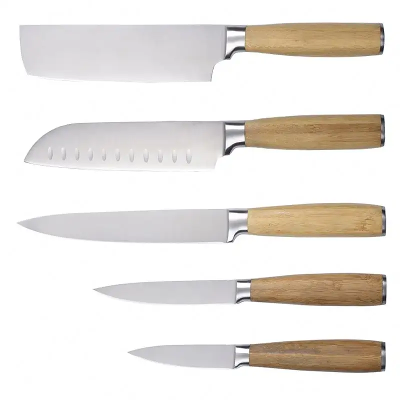 Ensemble de couteaux 5 pi&egrave;ces avec manche en bois
