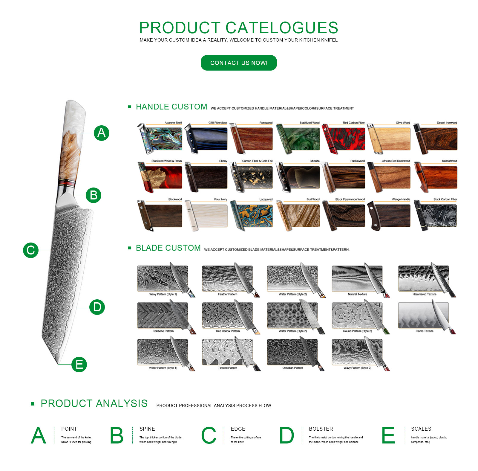 Catalogue de personnalisation de couteaux de cuisine